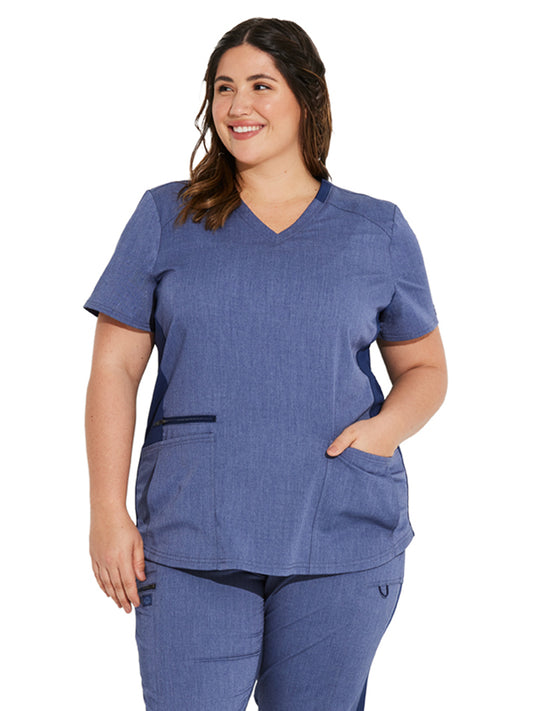 Women's 5-Pocket Rib Knit V-Neck Scrub Top