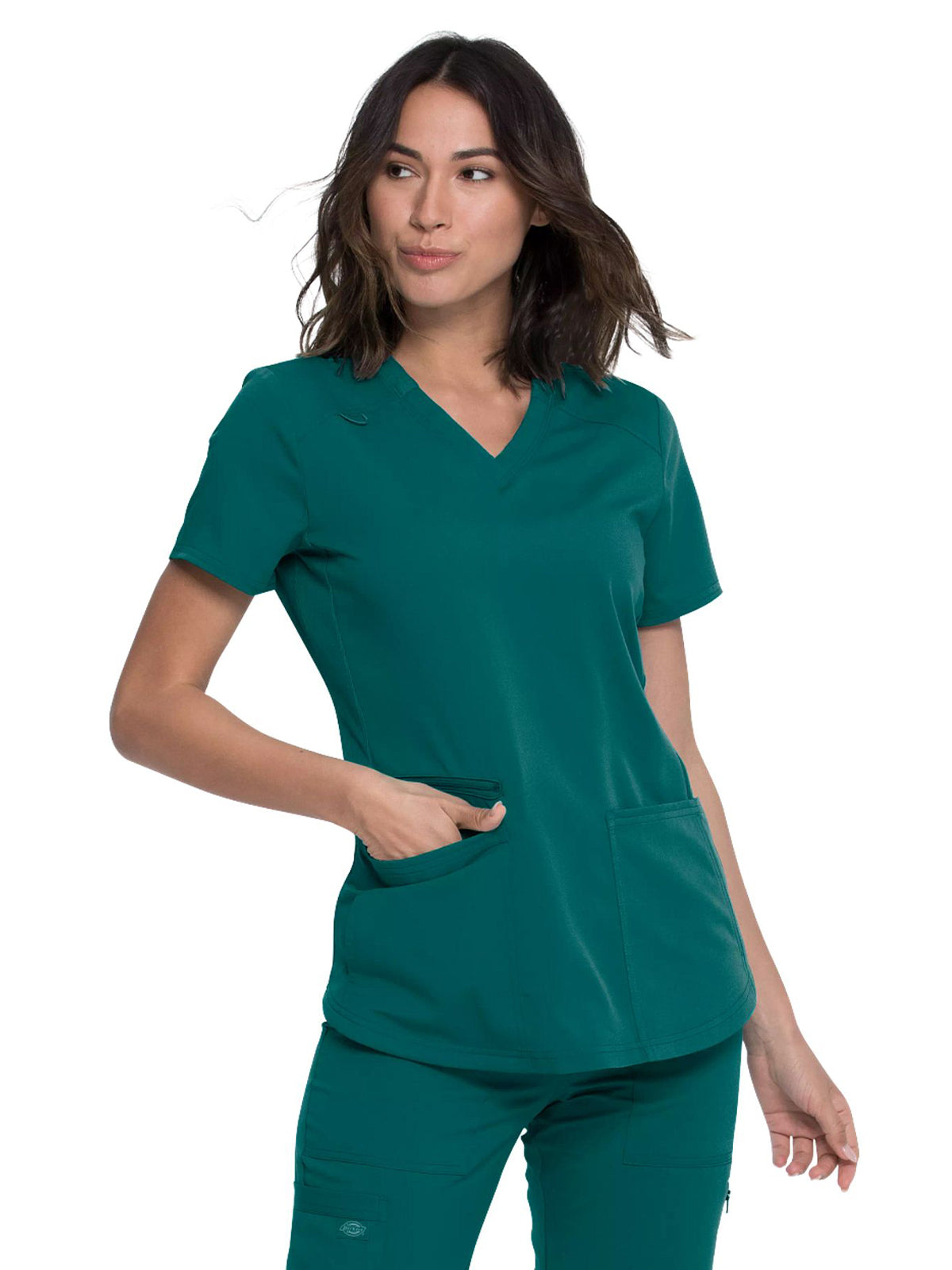 Women's 5-Pocket Rib Knit V-Neck Scrub Top