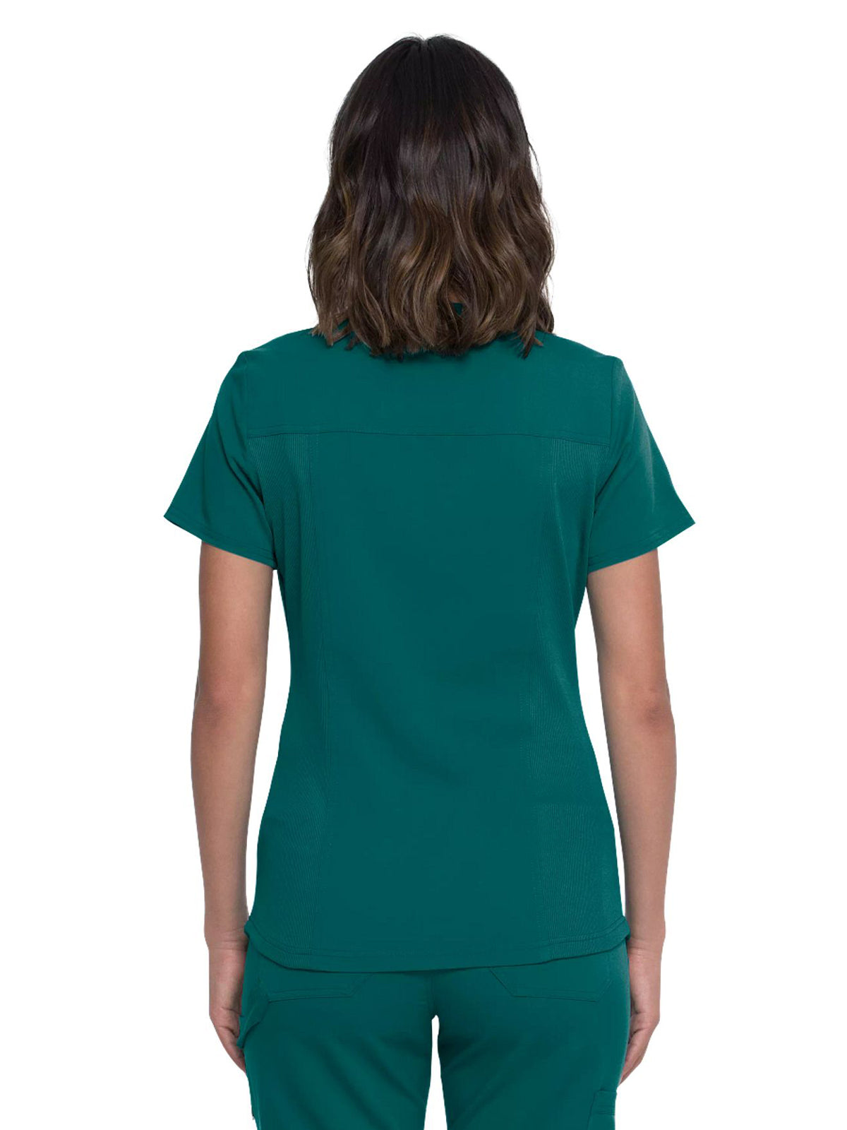 Women's 5-Pocket Rib Knit V-Neck Scrub Top