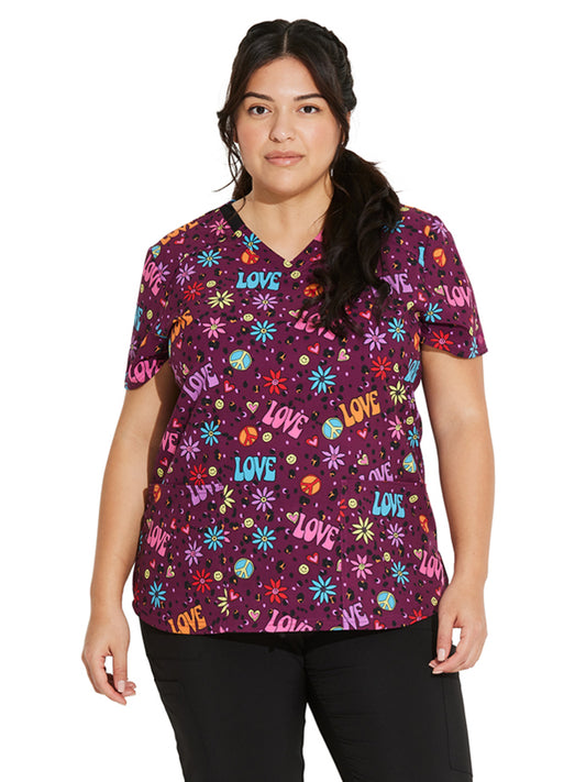 Women's V-Neck Print Top