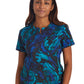 Women's 3-Pocket Round Neck Print Scrub Top