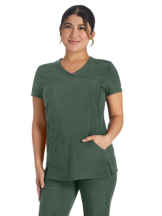 Women's 4-Pocket Cross-Over V-Neck Scrub Top