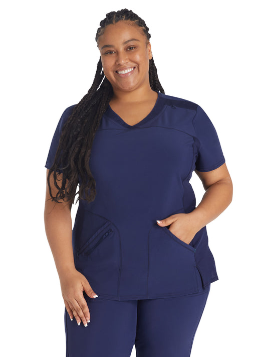 Women's 4-Pocket Cross-Over V-Neck Scrub Top