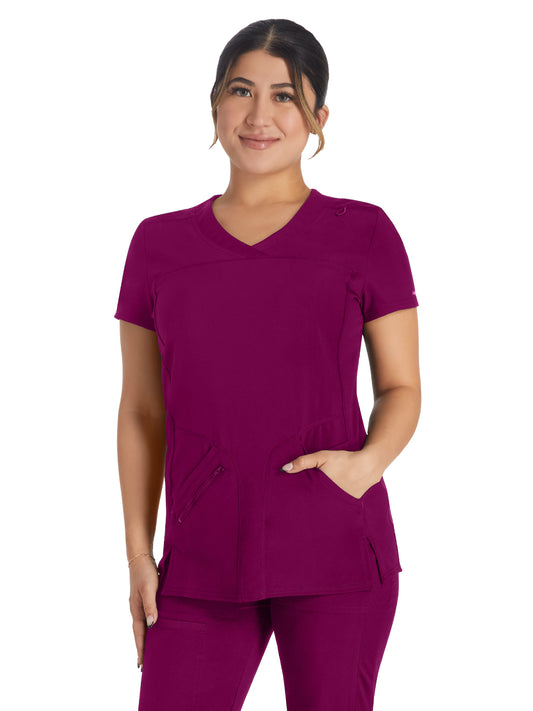 Women's 4-Pocket Cross-Over V-Neck Scrub Top