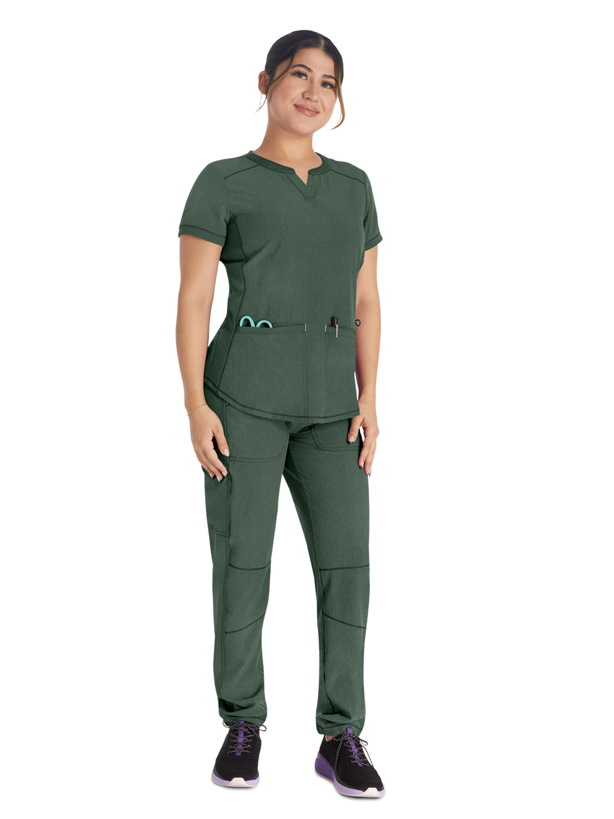 Women's 3-Pocket Henley Scrub Top