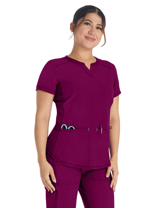 Women's 3-Pocket Henley Scrub Top