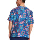 Unisex V-Neck Print Scrub Top