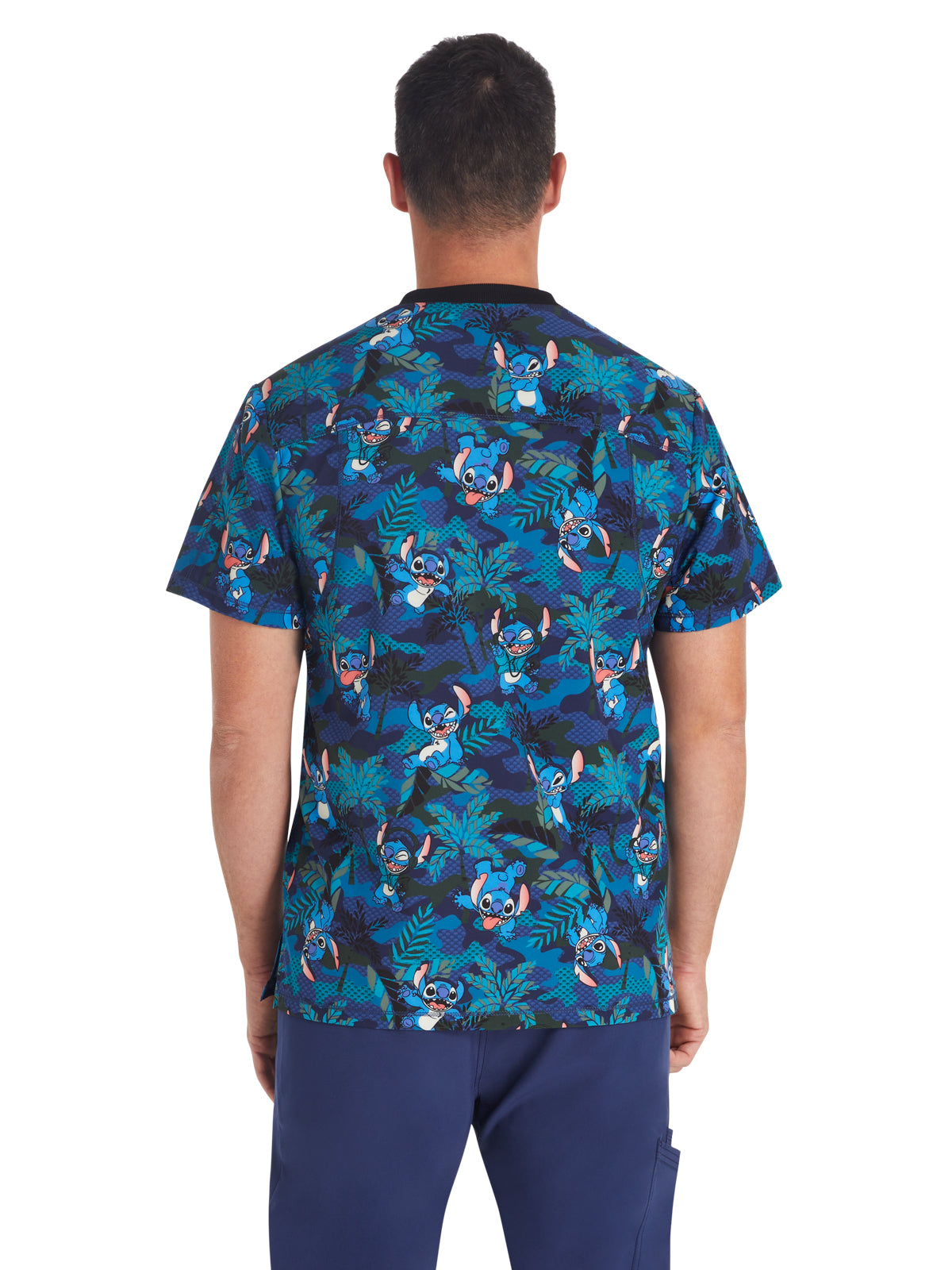 Men's 1-Pocket V-Neck Print Scrub Top