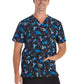 Men's 3-Pocket V-Neck Print Scrub Top