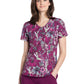 Women's Rounded V-Neck Print Top