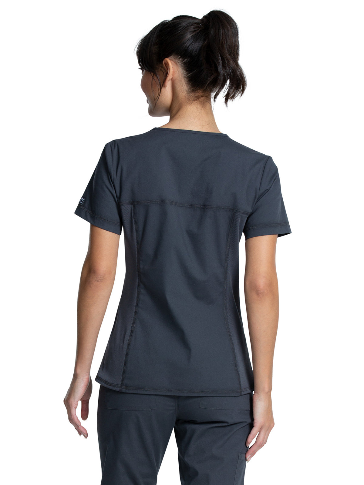 Women's 2-Pocket Knit Panel V-Neck Scrub Top