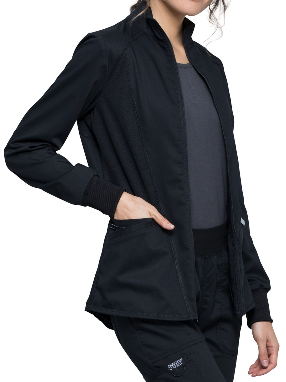 Women's 2-Pocket Zip Front Scrub Jacket