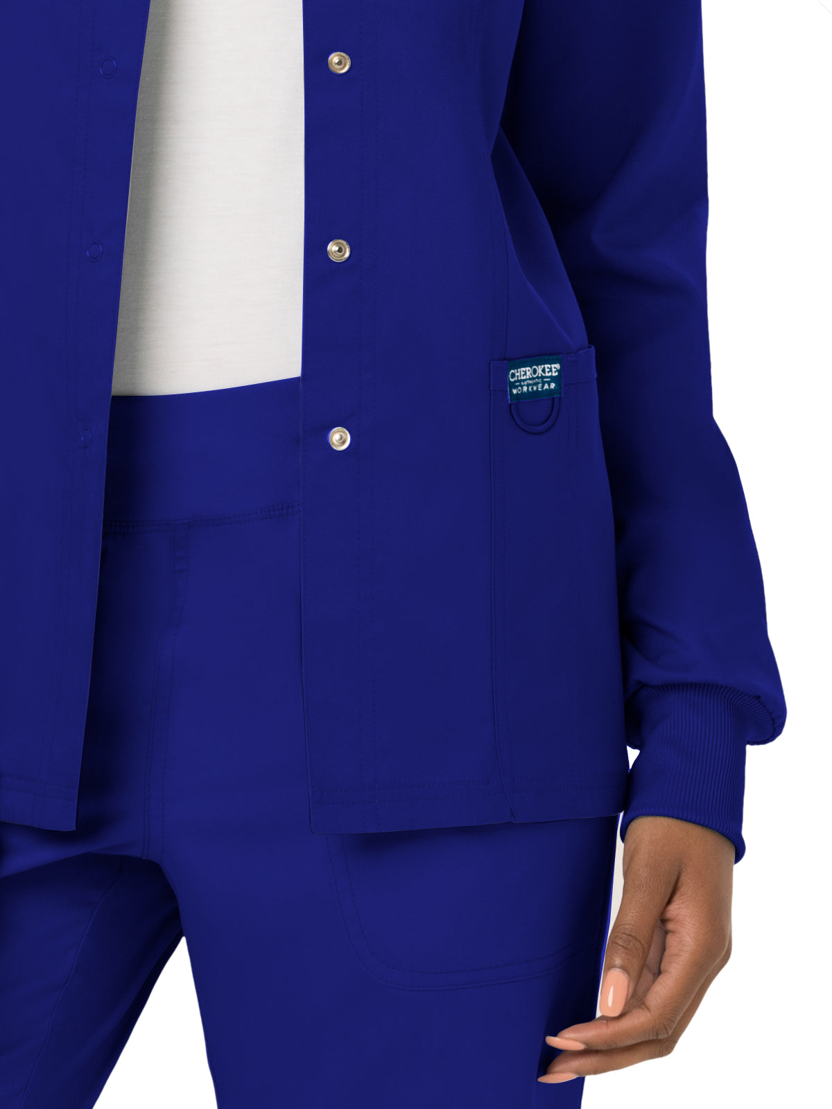 Women's 3-Pocket Snap Front Scrub Jacket