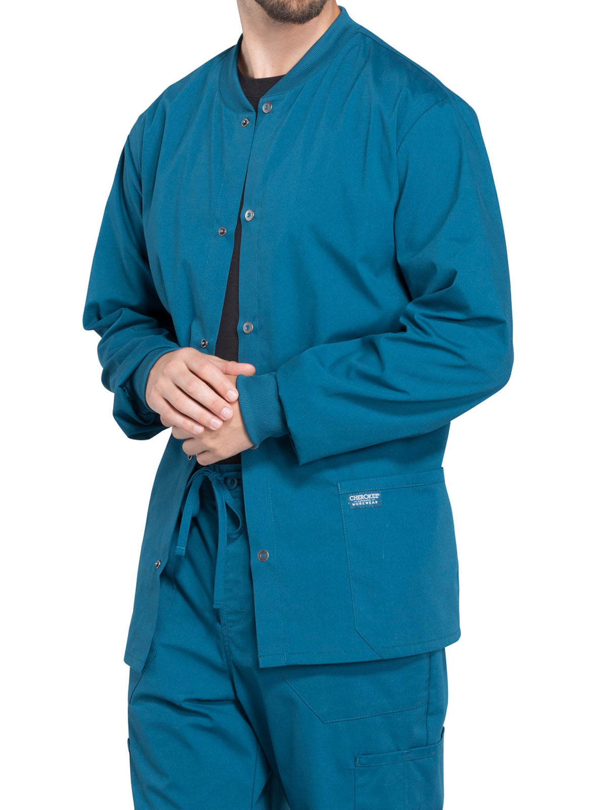 Men's 2-Pocket Snap Front Scrub Jacket