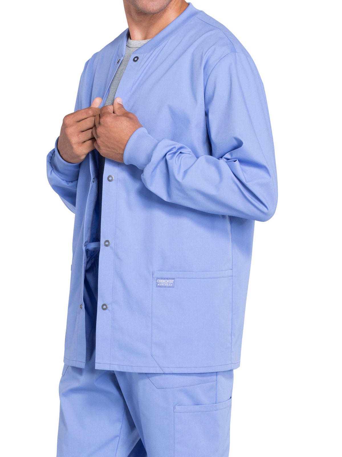 Men's 2-Pocket Snap Front Scrub Jacket