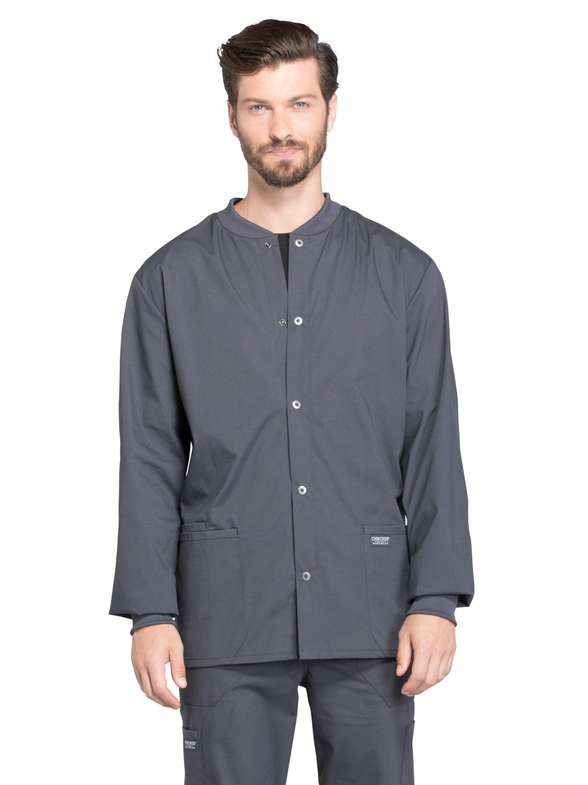 Men's 2-Pocket Snap Front Scrub Jacket