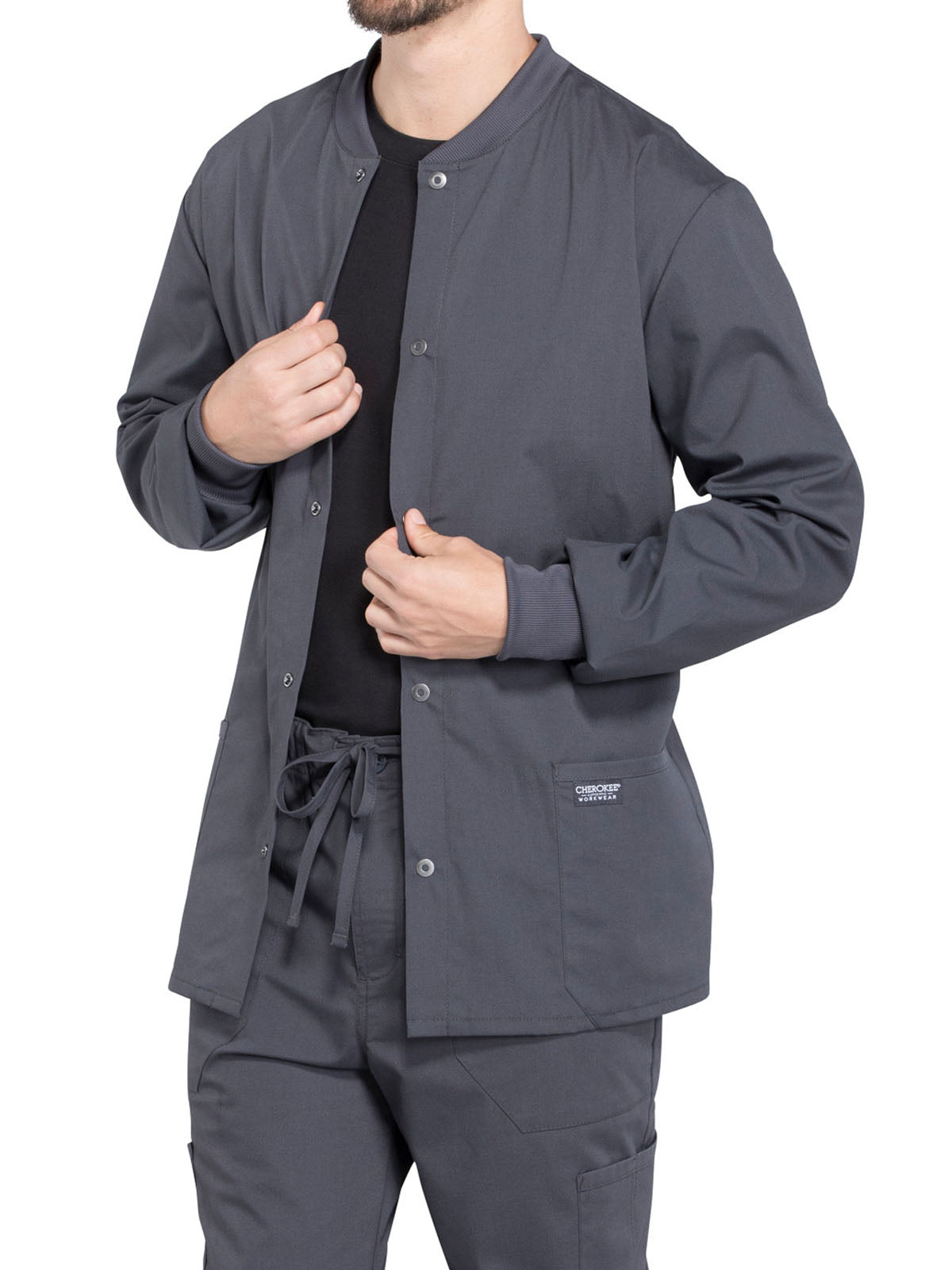 Men's 2-Pocket Snap Front Scrub Jacket