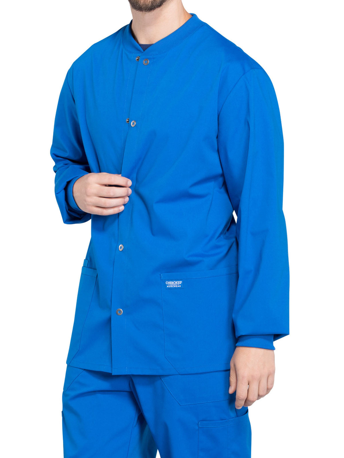 Men's 2-Pocket Snap Front Scrub Jacket