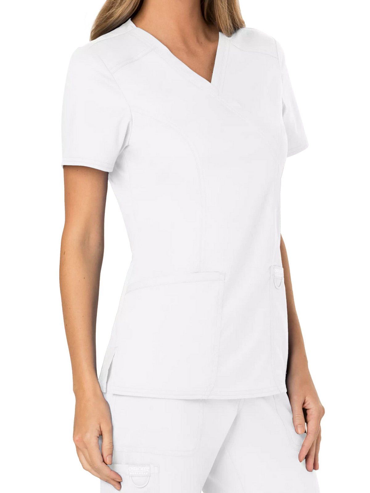 Women's 2-Pocket Mock Wrap Scrub Top