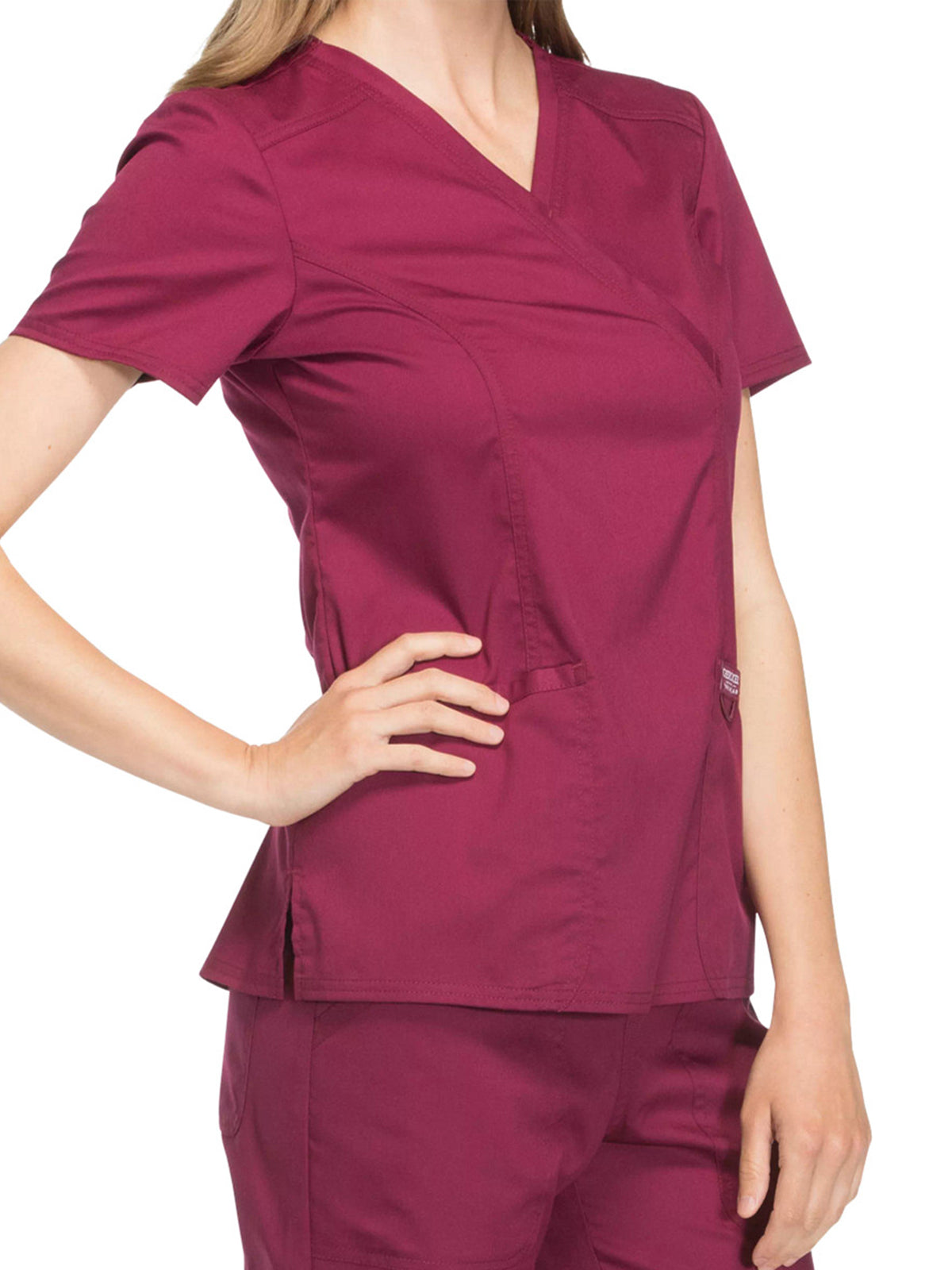 Women's 2-Pocket Mock Wrap Scrub Top