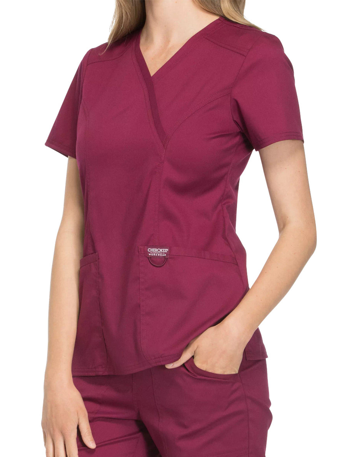 Women's 2-Pocket Mock Wrap Scrub Top