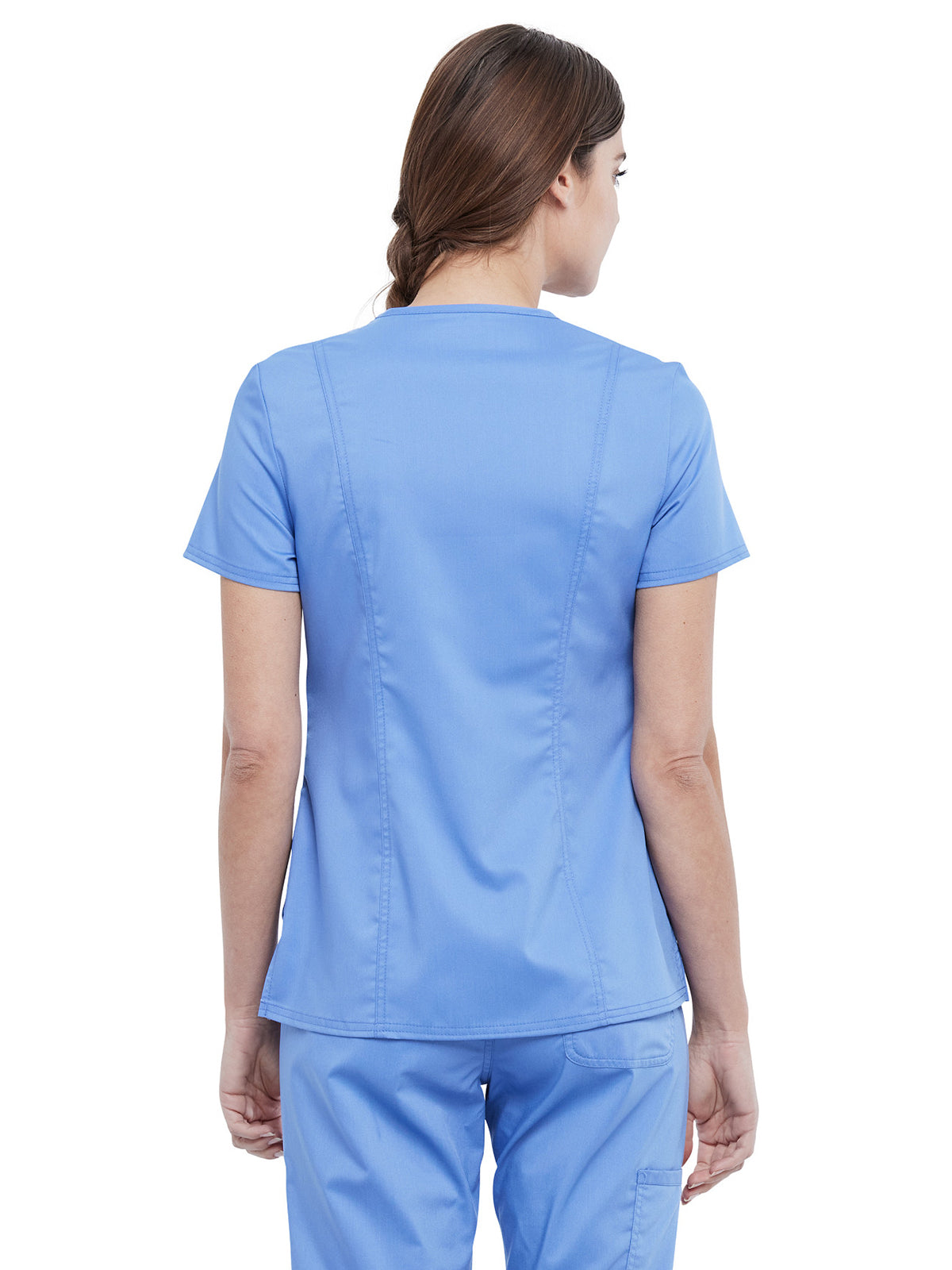 Women's 4-Pocket Snap Front V-Neck Scrub Top