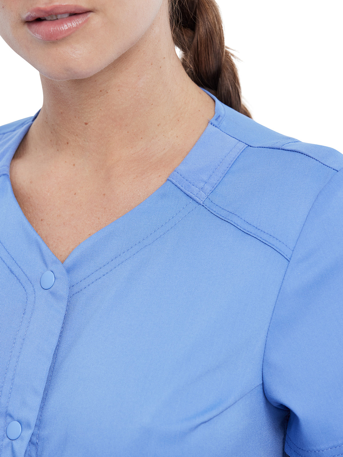 Women's 4-Pocket Snap Front V-Neck Scrub Top