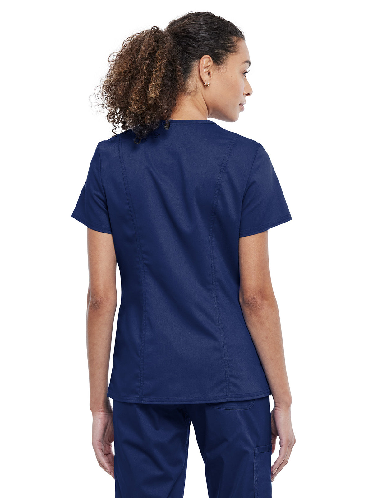 Women's 4-Pocket Snap Front V-Neck Scrub Top