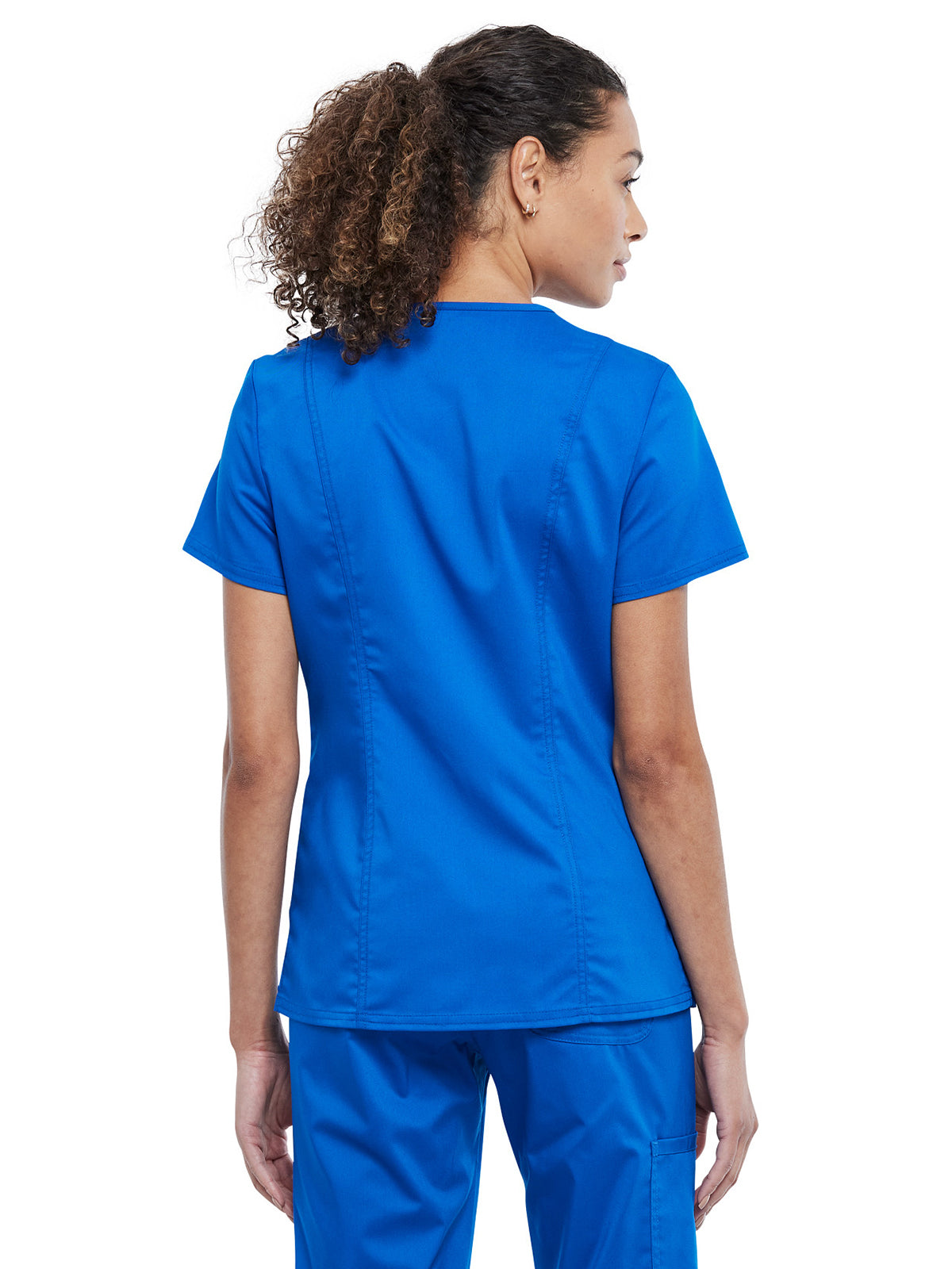 Women's 4-Pocket Snap Front V-Neck Scrub Top