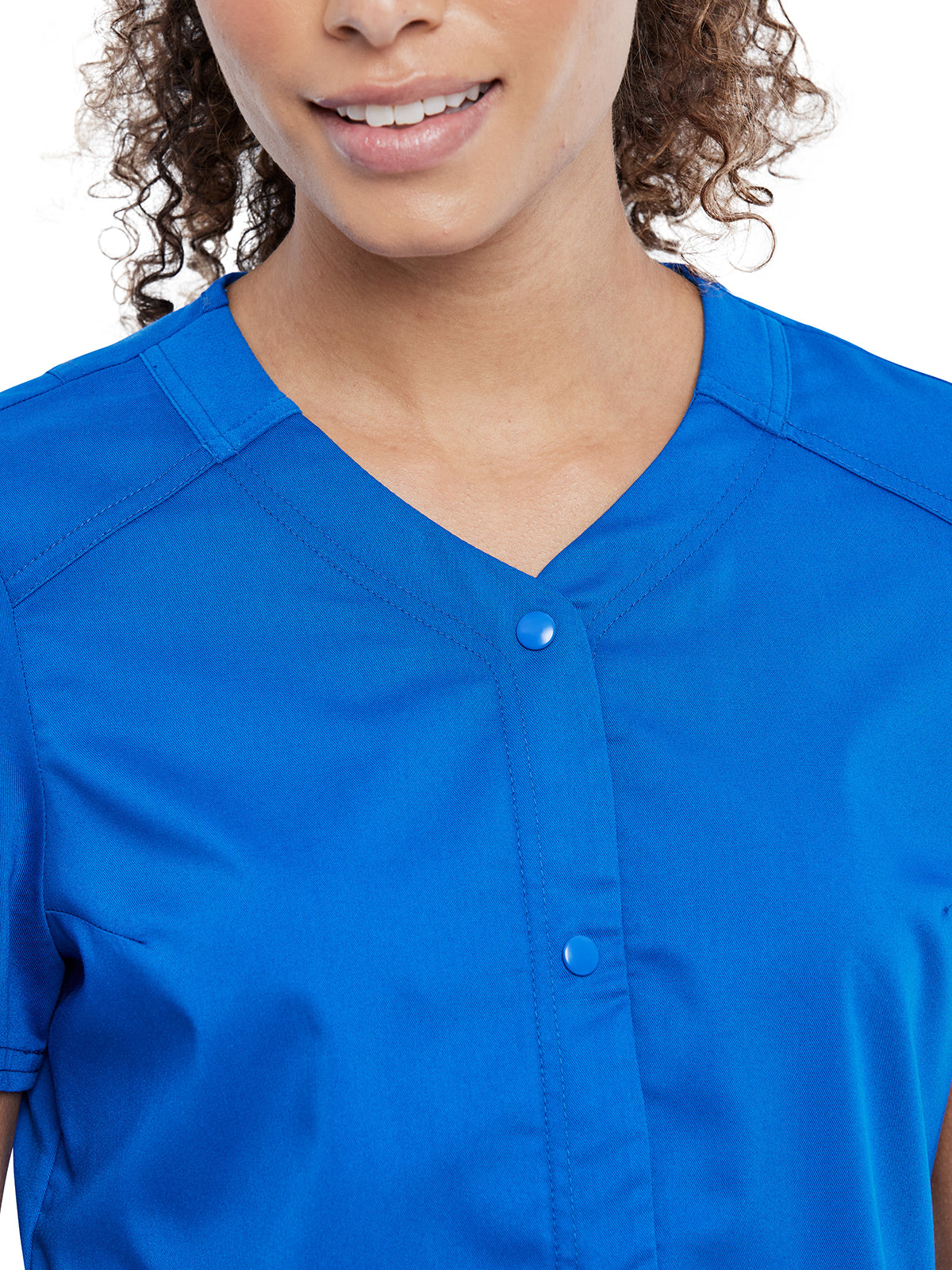 Women's 4-Pocket Snap Front V-Neck Scrub Top