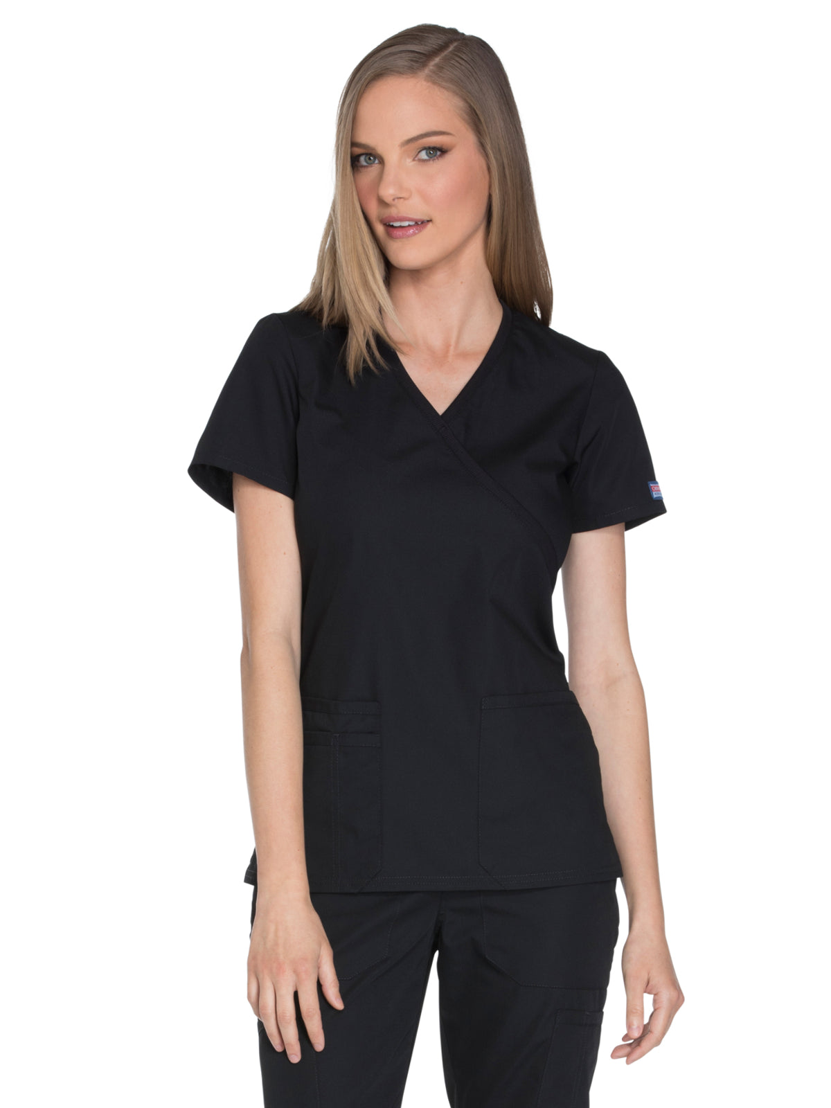 Women's 2-Pocket Mock Wrap Scrub Top