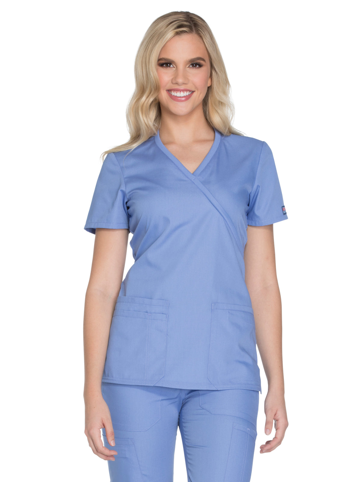 Women's 2-Pocket Mock Wrap Scrub Top