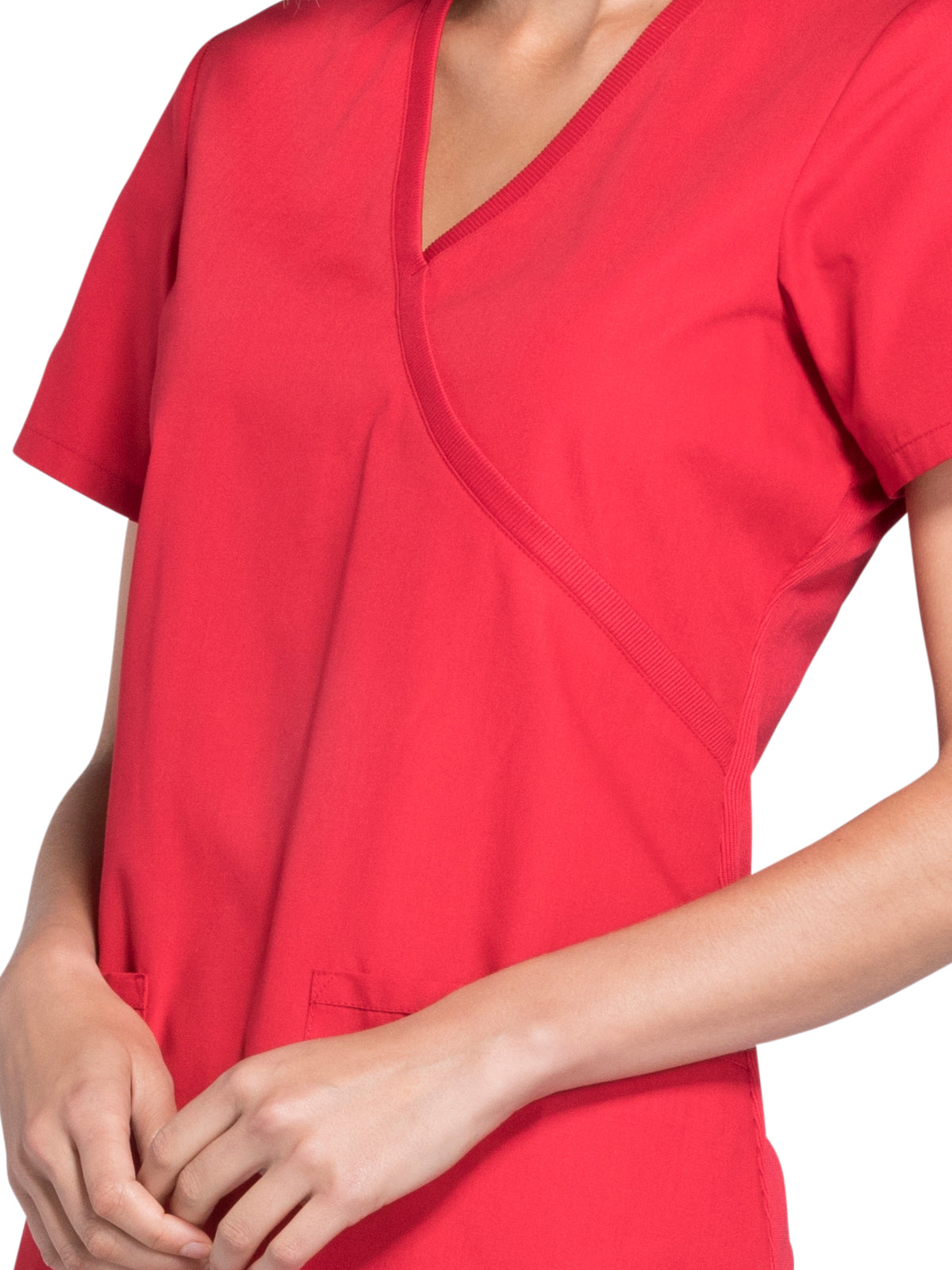 Women's 2-Pocket Mock Wrap Scrub Top