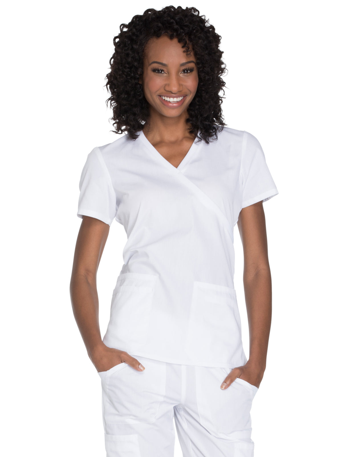 Women's 2-Pocket Mock Wrap Scrub Top