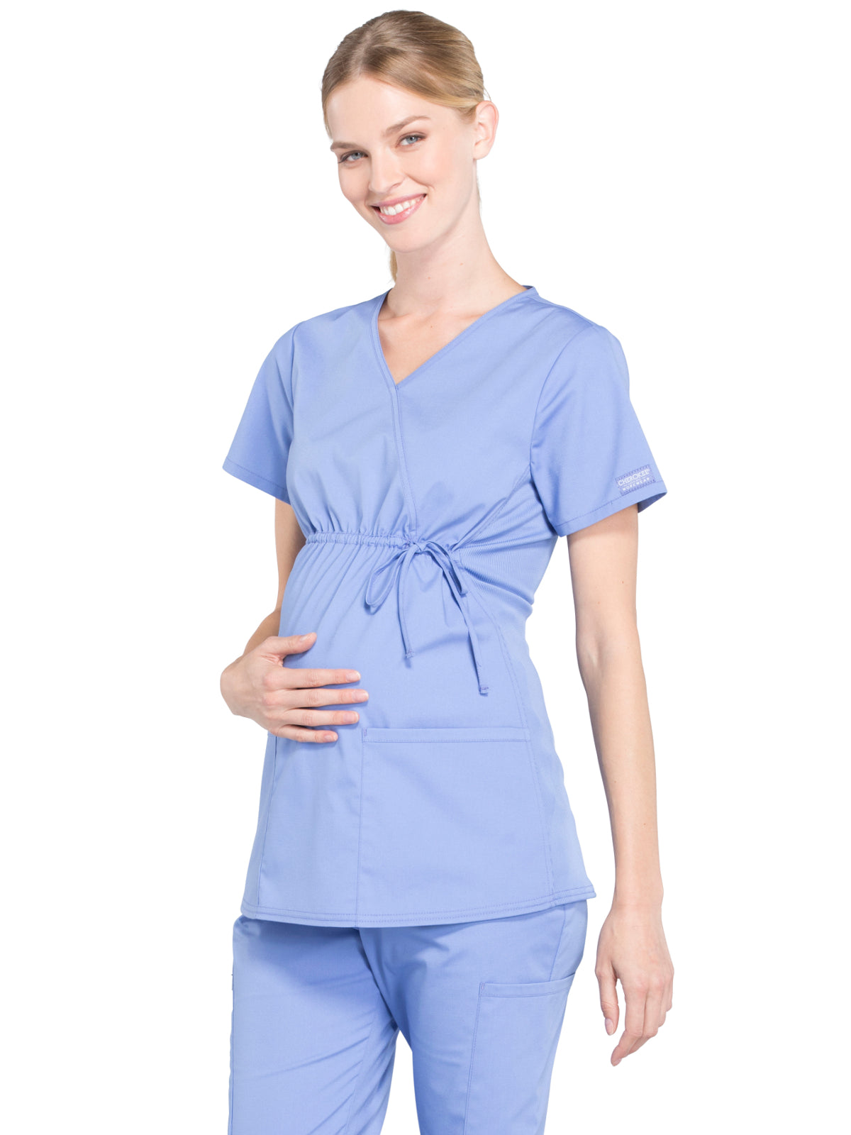 Women's 2-Pocket Maternity Mock Wrap Top