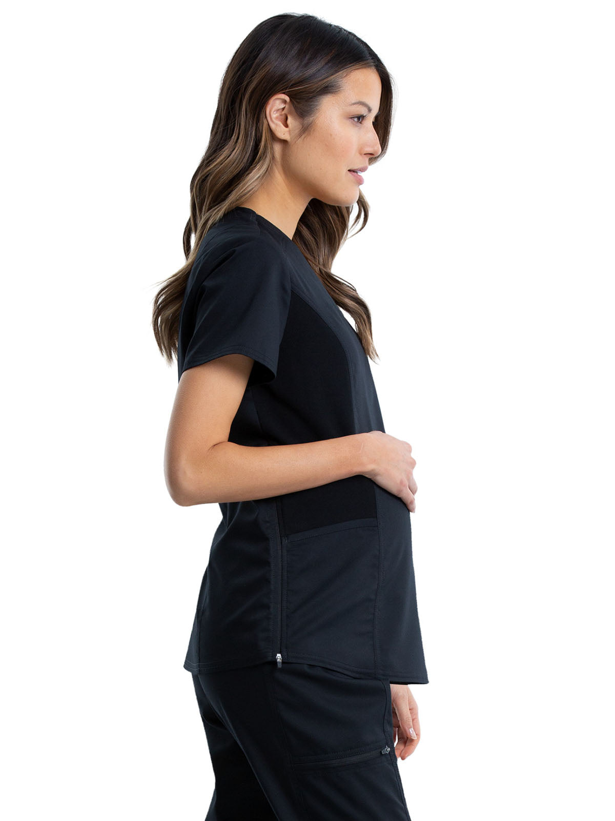 Women's 2-Pocket Maternity Mock Wrap Scrub Top