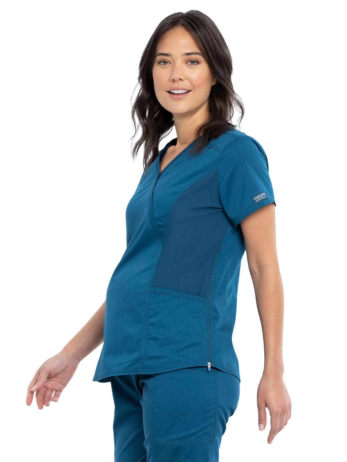 Women's 2-Pocket Maternity Mock Wrap Top