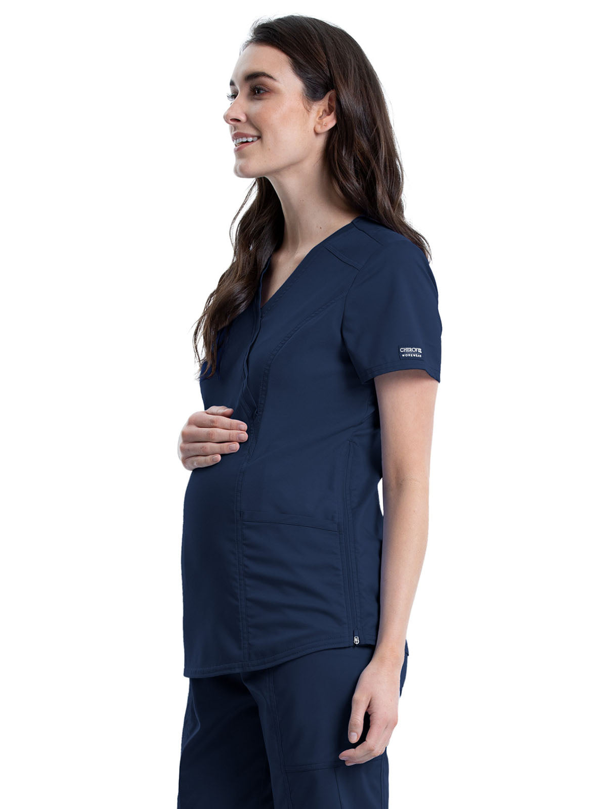 Women's 2-Pocket Maternity Mock Wrap Top