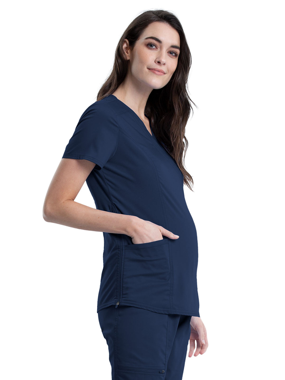 Women's 2-Pocket Maternity Mock Wrap Top