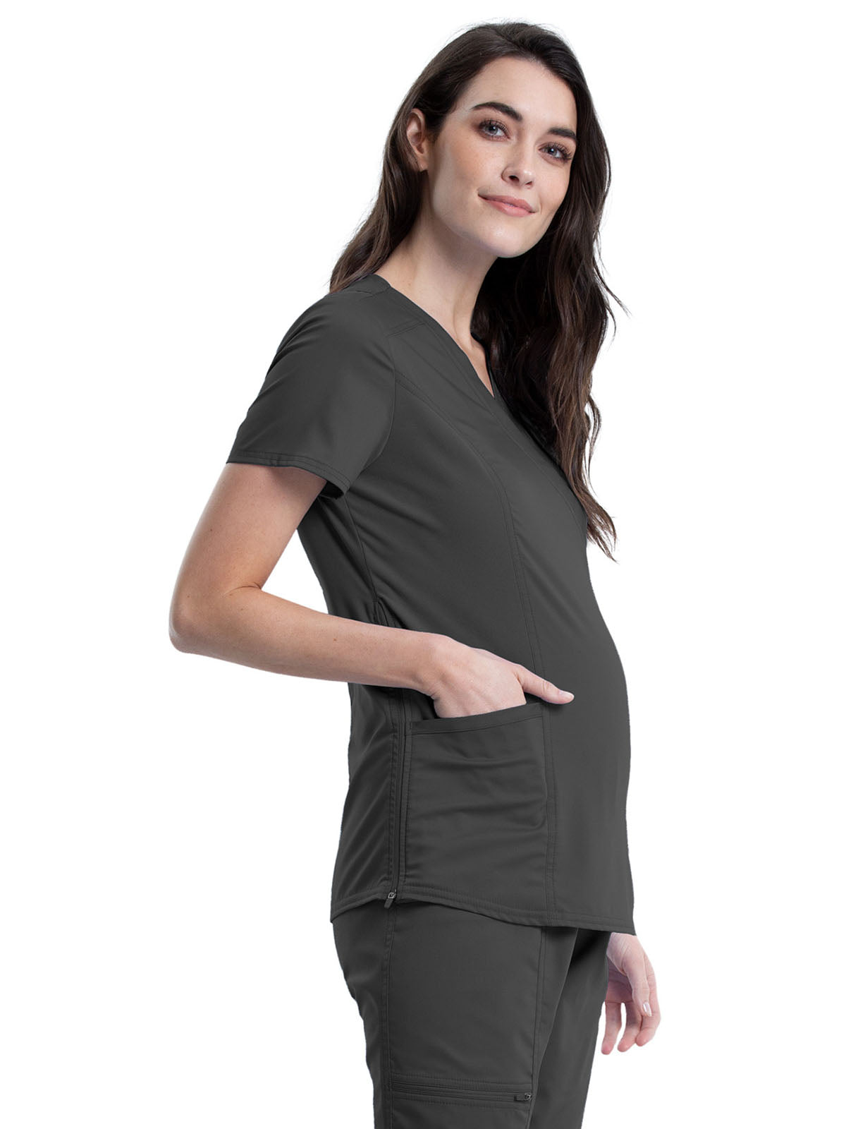 Women's 2-Pocket Maternity Mock Wrap Top