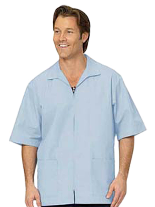 Unisex Three-Pocket Zip Front Short-Sleeve Lab Shirt