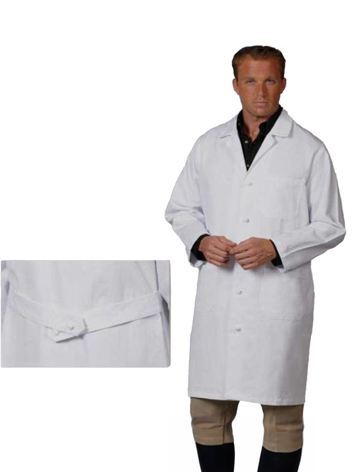 Unisex Three-Pocket 41" Full-Length Knot Button Lab Coat