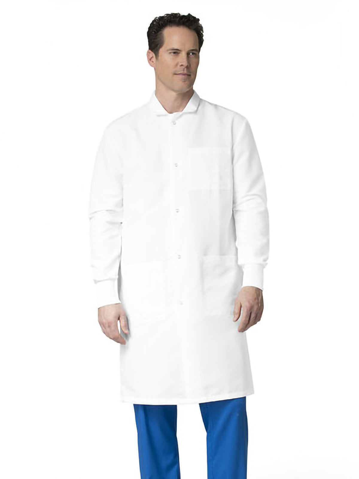 Unisex Three-Pocket Snap-Front Comfort Back Barrier Protective Lab Coat