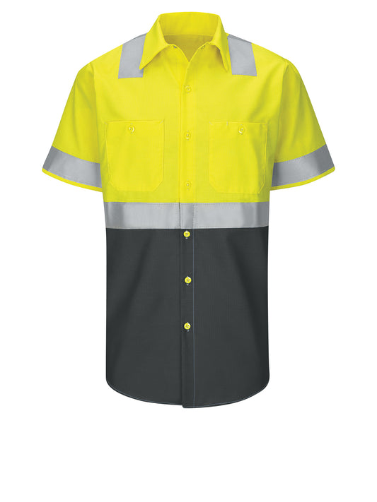 Men's Hi-Visibility Short Sleve Ripstop Work Shirt