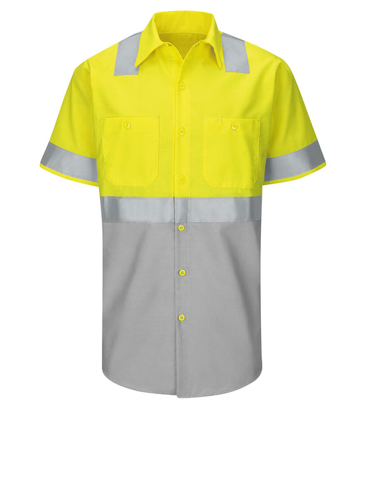 Men's Hi-Visibility Short Sleve Ripstop Work Shirt