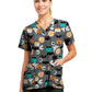 Women's 3-Pocket V-Neck Printed Scrub Top