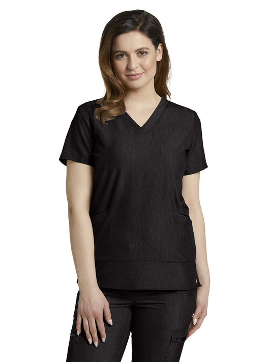 Women's 3-Pocket Stylized Seam V-Neck Scrub Top