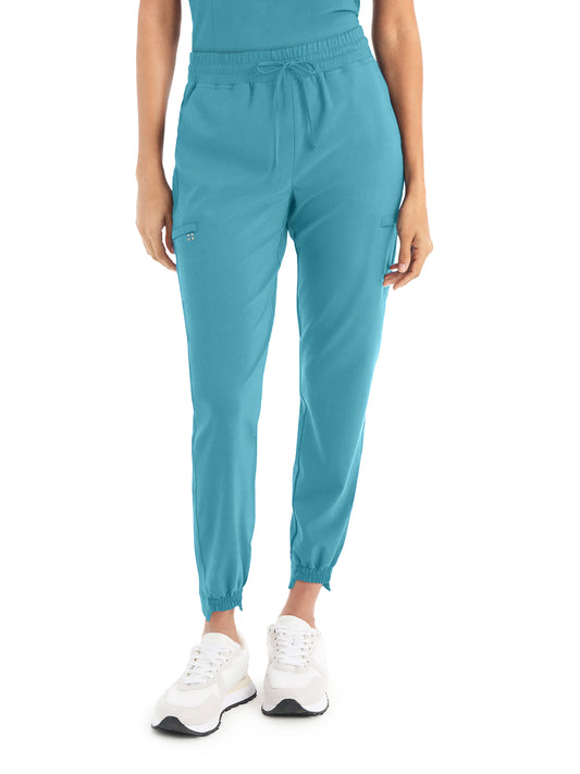 Women's 6-Pocket Hi-Low Leg Cuffs Jogger Scrub Pant