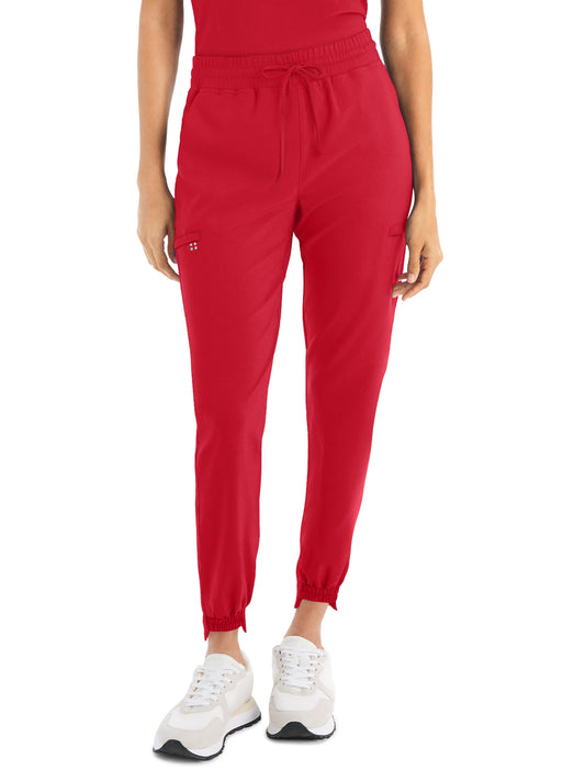 Women's 6-Pocket Hi-Low Leg Cuffs Jogger Scrub Pant