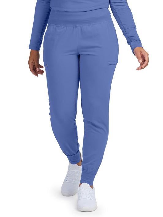 Women's 6-Pocket High-Rise Knit Elastic Waist Jogger Scrub Pant